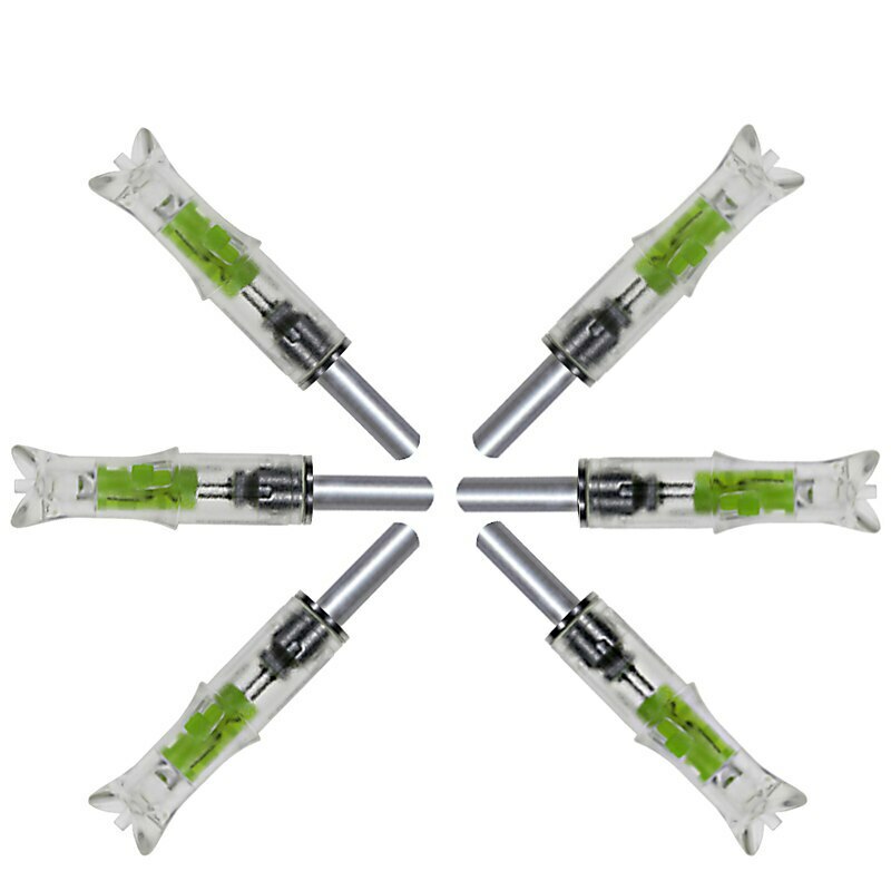 6Pcs Lighted Led Nocks for Arrows .300/7.62mm Inside Diameter with Switch Button