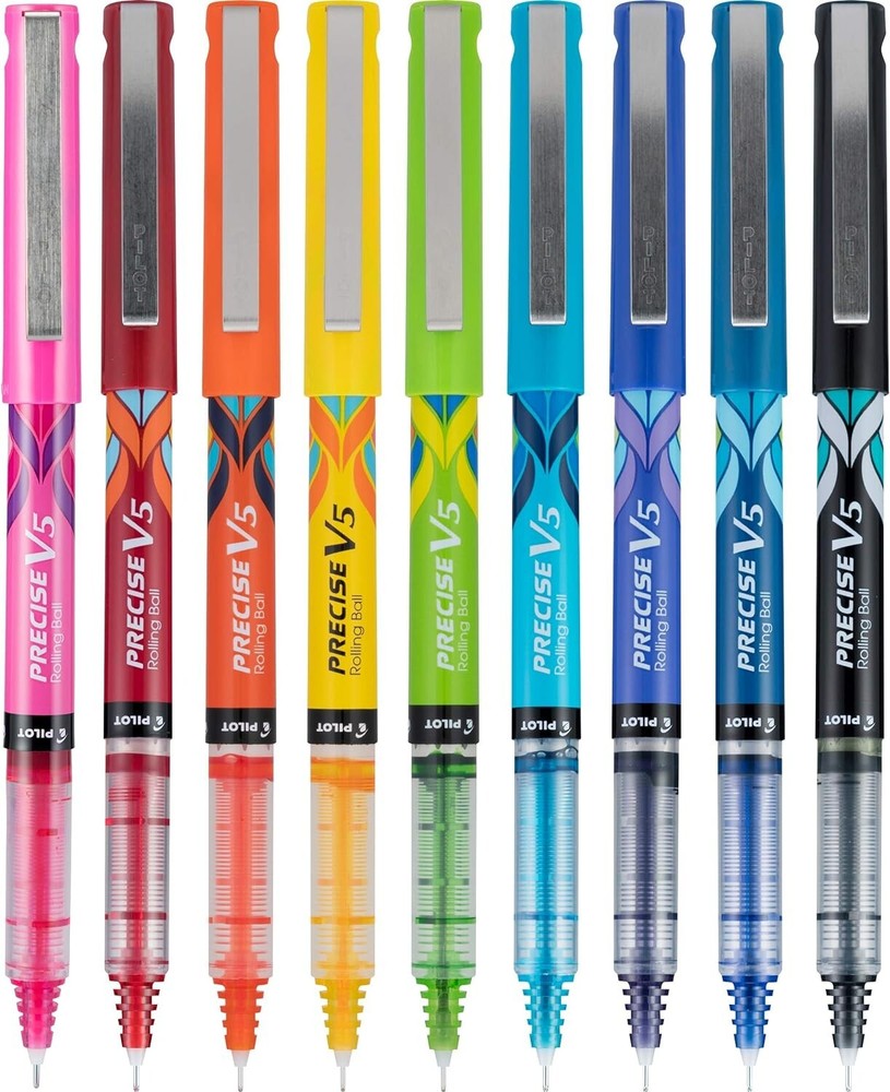 Pilot 11890 Precise V5 Retractable Rolling Ballpens, Extra Fine, Assorted 8 Pack