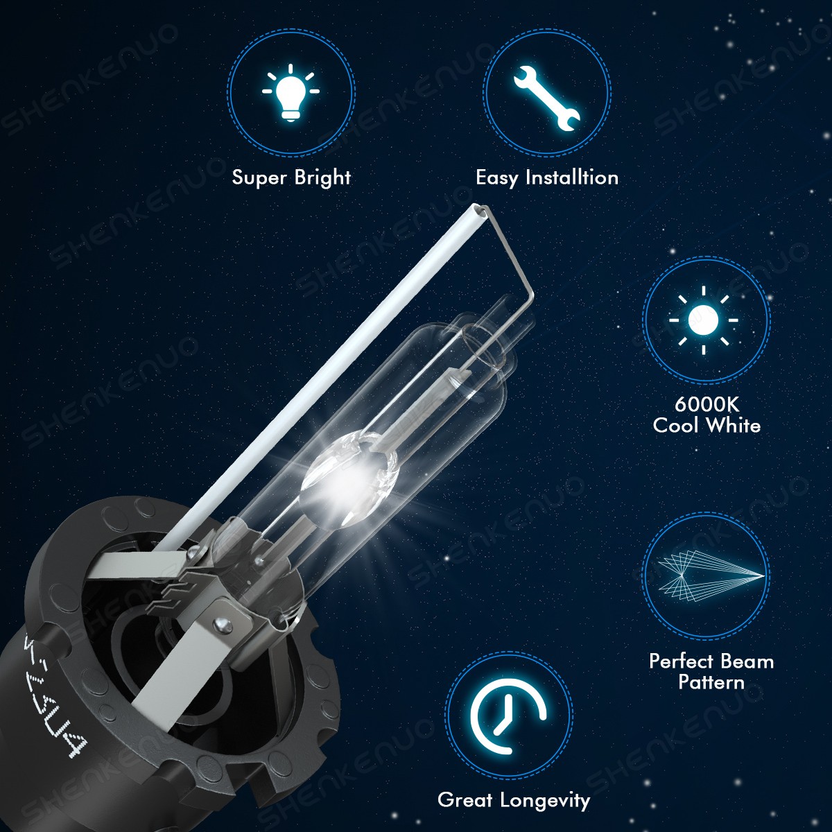 2X D2S D2R LED Headlight Bulb Replace HID Xenon Super White 6000K Conversion Kit