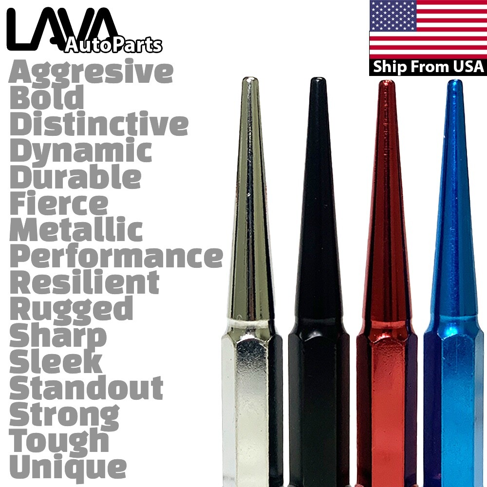 24x 6" Red 14x1.5 Spike Lug Nut Fit Chevy Silverado1500 Tahoe Suburban Traverse