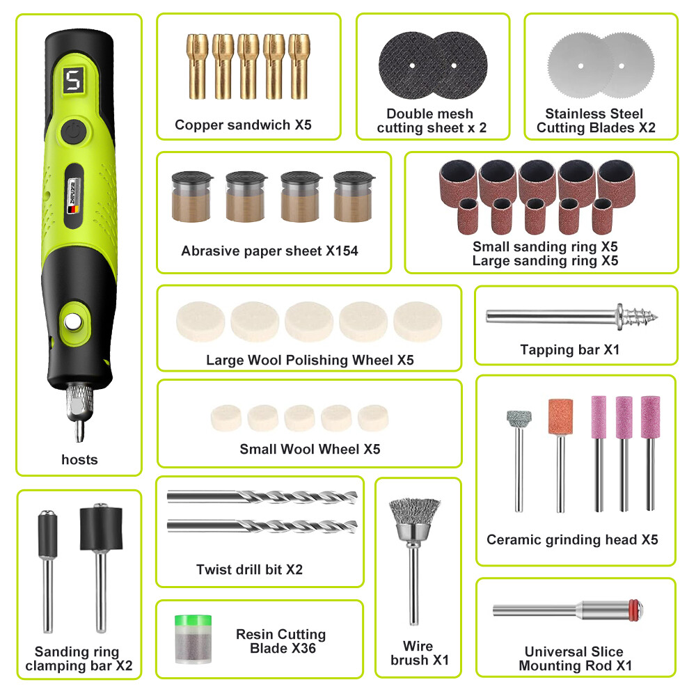 Mini Grinder Rotary Tool Polishing Drill Kit Variable Speed with Accessories