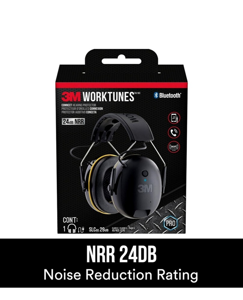 Hearing Protector 3M Worktunes Muff Headset HI-FI Sound Ear Connect Bluetooth