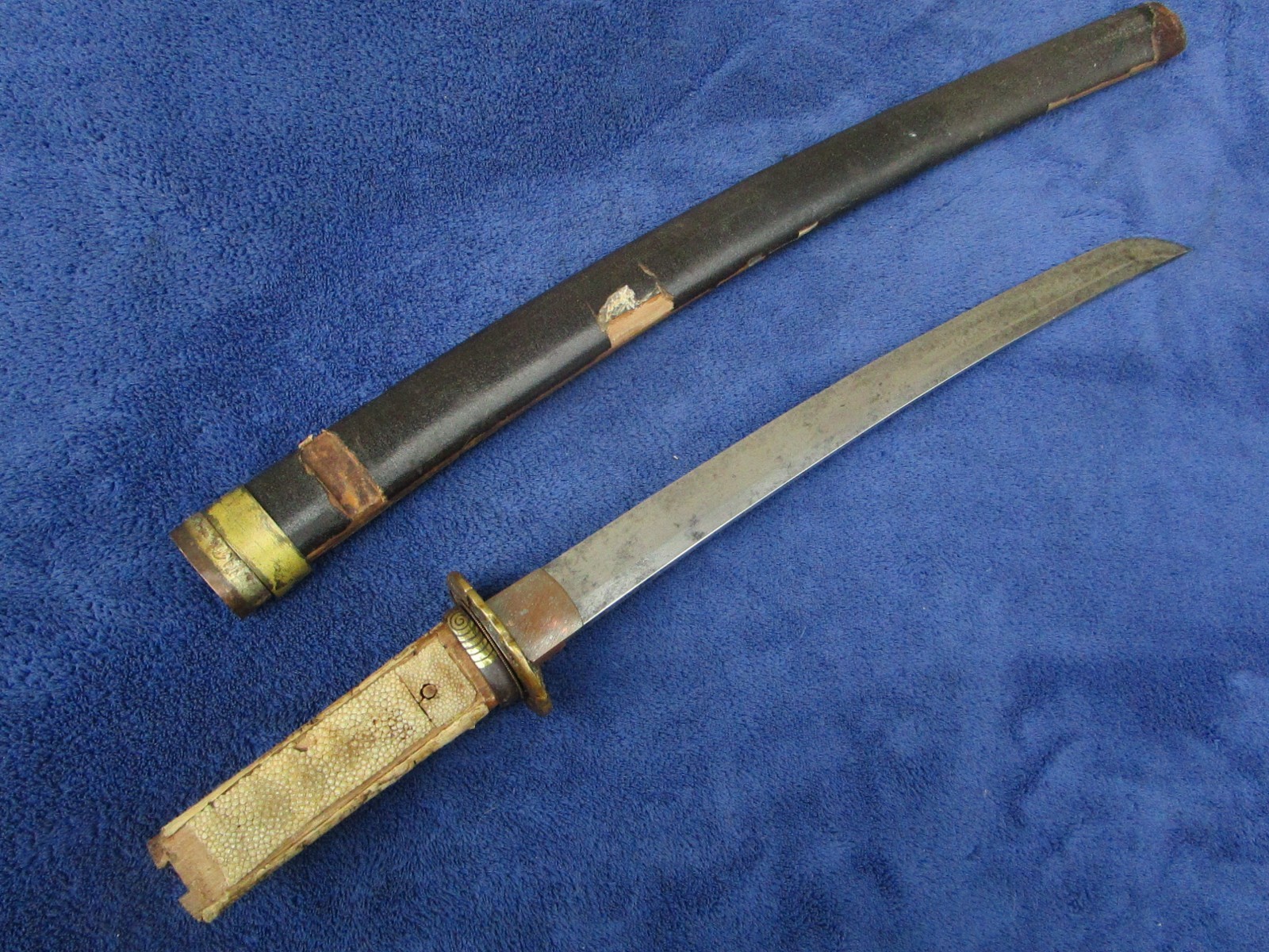 RARE ORIGINAL ANTIQUE JAPANESE SWORD TANTO WAKIZASHI DAGGER KATANA AND SCABBARD