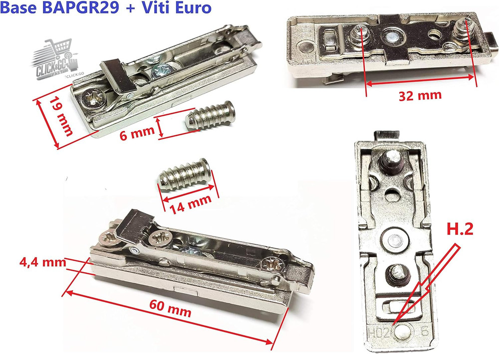 - Straight decelerating hinge "cushioned closure" retractable, Ø35 mm, open