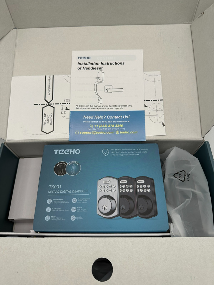 Digital Keypad Door Lock Set, Secure Front Door Access with Handle & 2 Keys