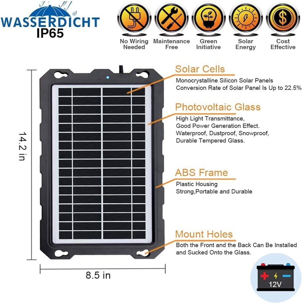 Intelligent 12V Solar Battery Maintainer - Versatile Charging Solution