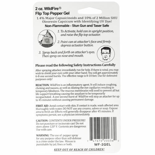 Hottest Wildfire Sticky Pepper GEL Self Defense 2oz Spray 1.4% MC. 10% OC UV Dye