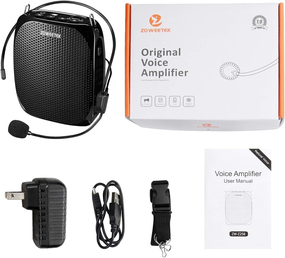 Compact Rechargeable Mini Voice Amplifier with Wired Mic - Perfect for Educators