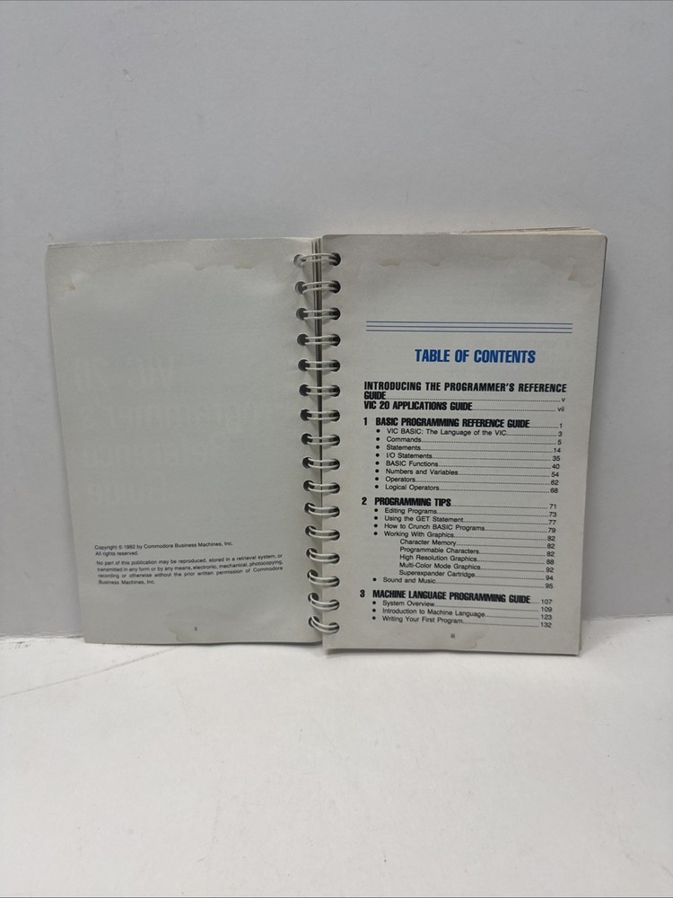 VIC-20 Programmer's Reference Guide Commodore Spiral Bound Vic20 Schematic