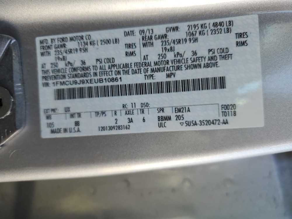LEFT REAR DOOR WINDOW REGULATOR OEM 2018 FORD ESCAPE