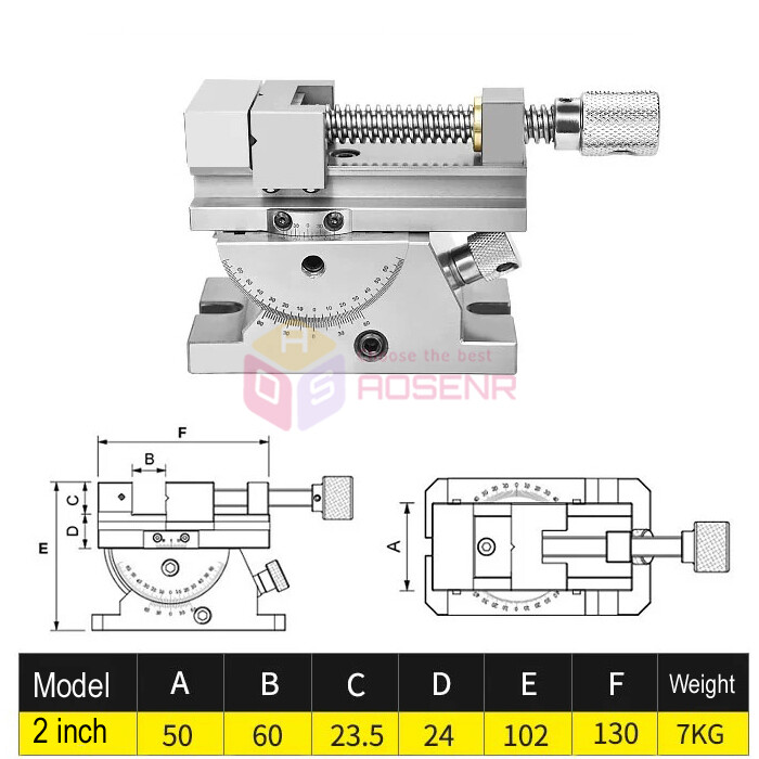 2 Inch Universal Precision Vise Angle Adjustable Flat Clamp Grinder Manual Vise