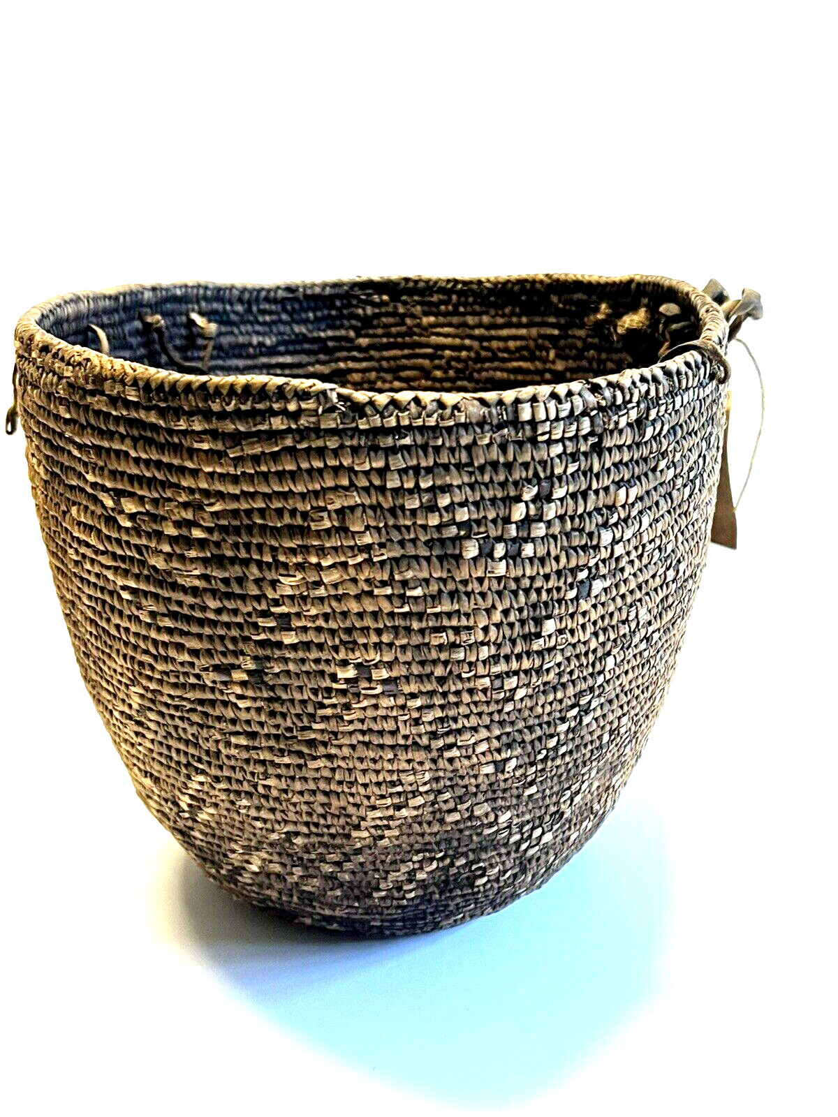 Antique Native American Indian Hand Weaved Basket; Large 13"; Late 1880's -1900