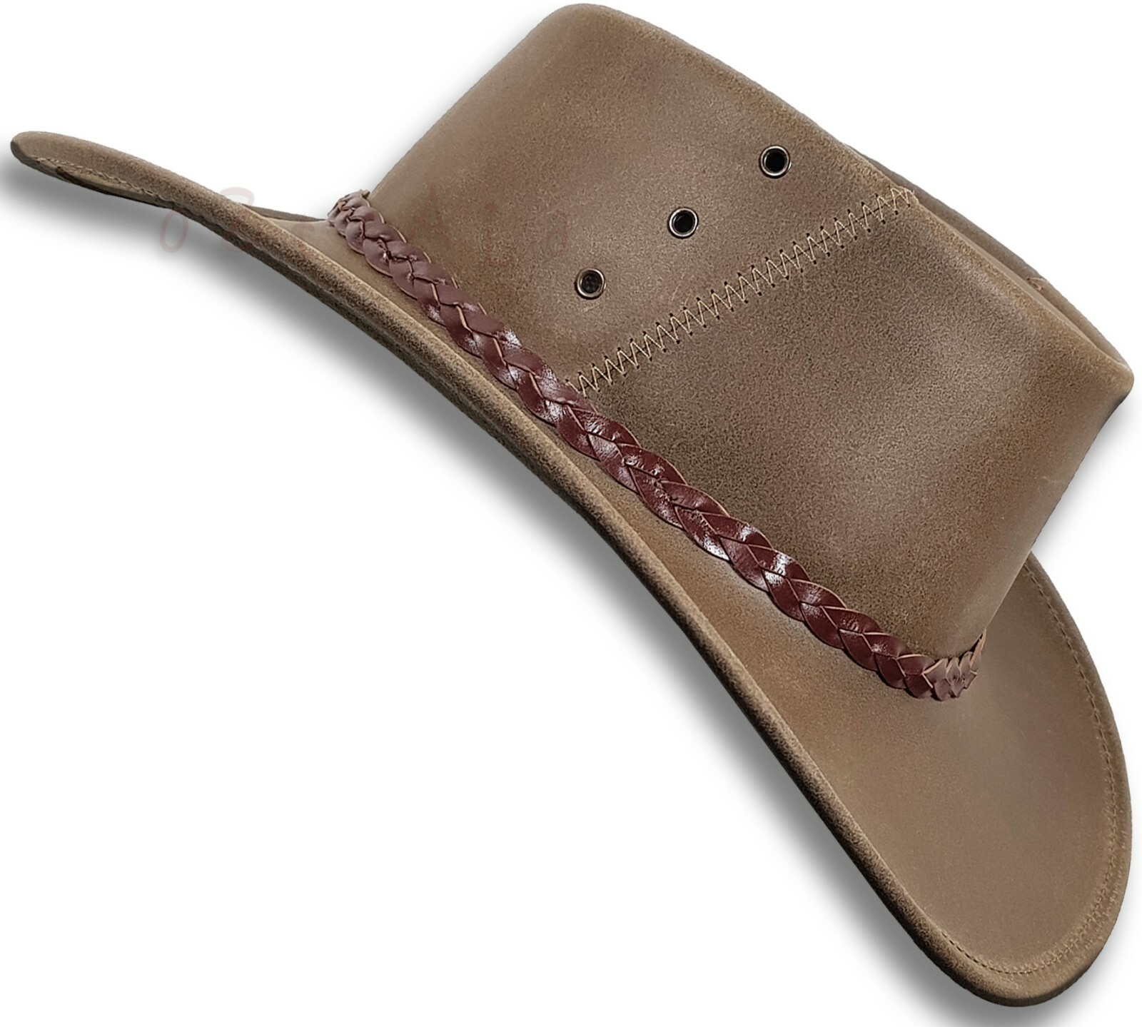 【oZtrALa】 Oiled KANGAROO Leather Hat Cowboy Western Outback Mens Golf AUSTRALIAN