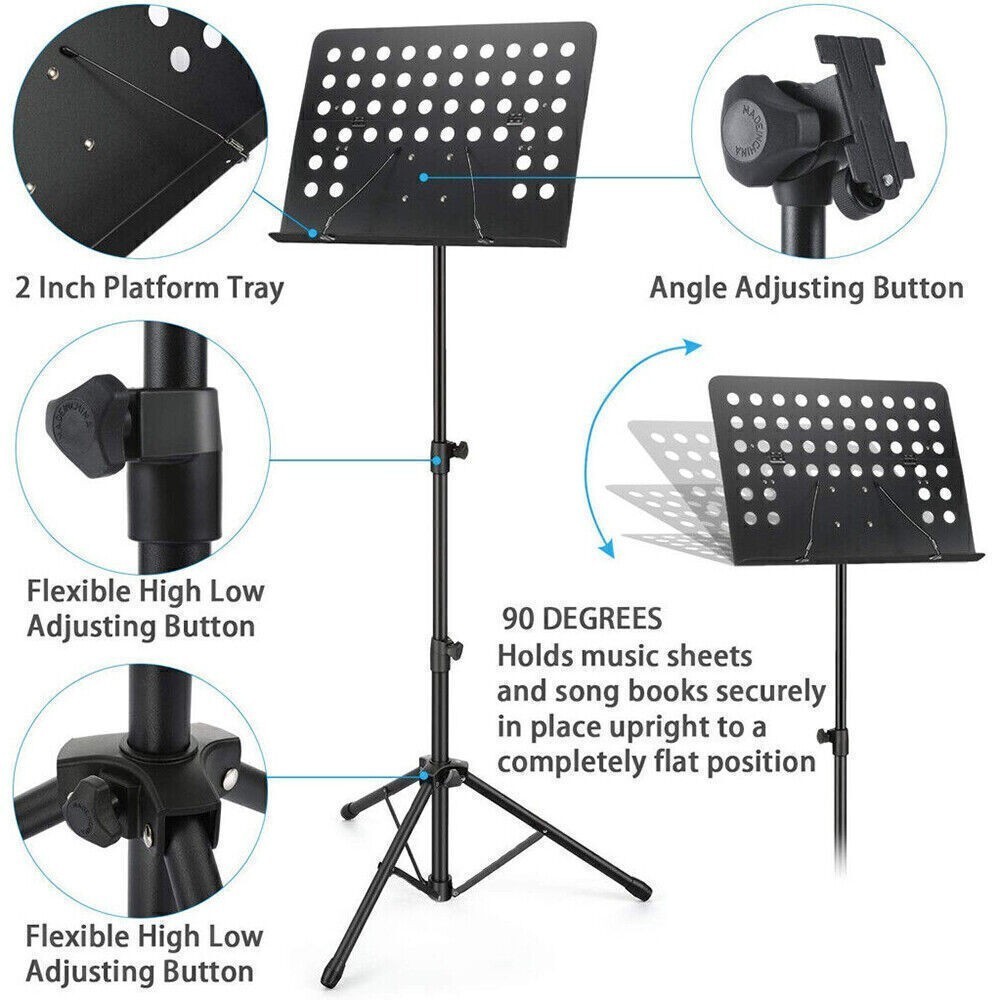 Sheet Music Stand-Metal Professional Portable Perforated Music Stand Adjustable