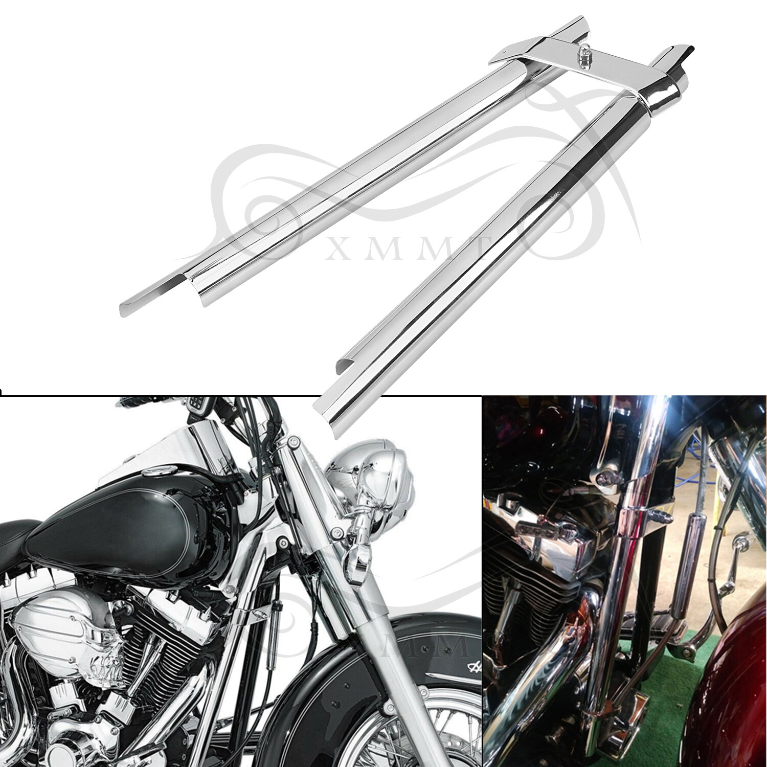 Chrome Front Frame Down Tube Covers For Harley Heritage Softail Classic Deluxe