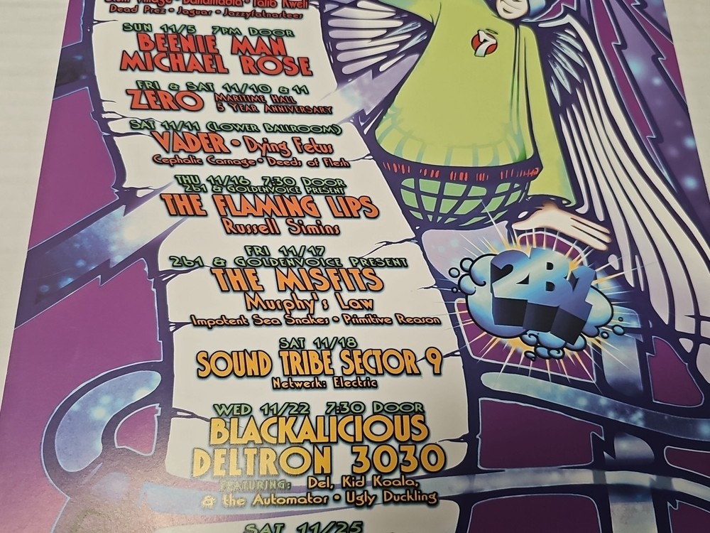 Maritime Hall Poster - 2000 - The Misfits , Flaming Lips , Machinehead RARE 🔥