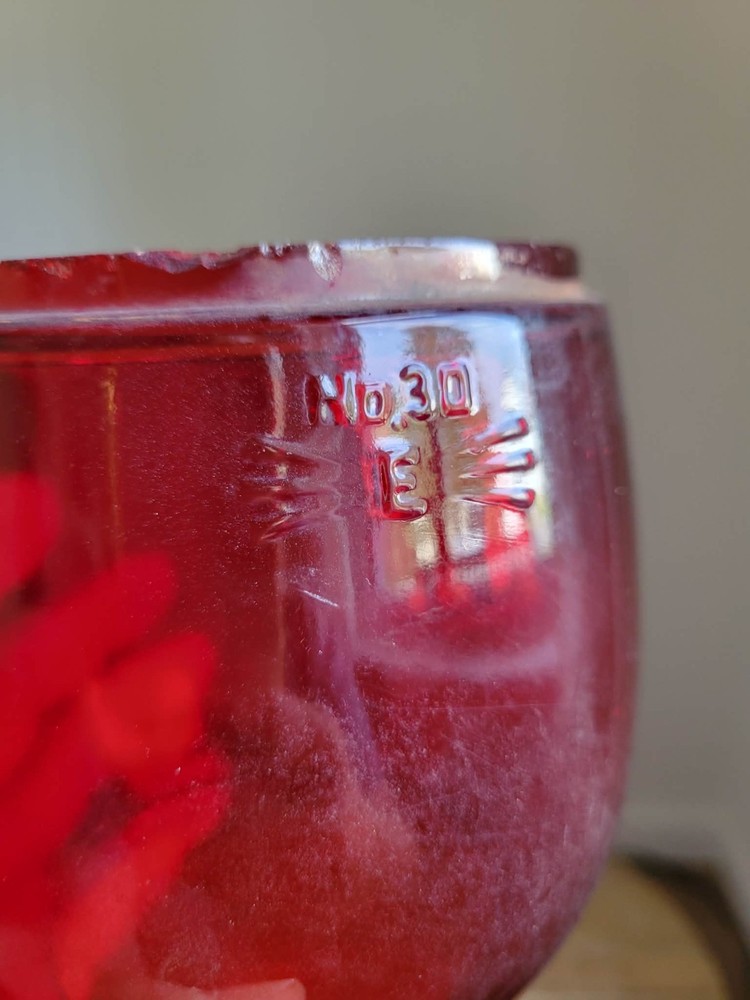 Vintage Embury No. 30 -E- Red Lantern Globe