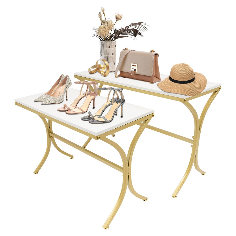 2 Pcs Handbag Display Stands, Display Riser Shelves, Modern Nesting Tables