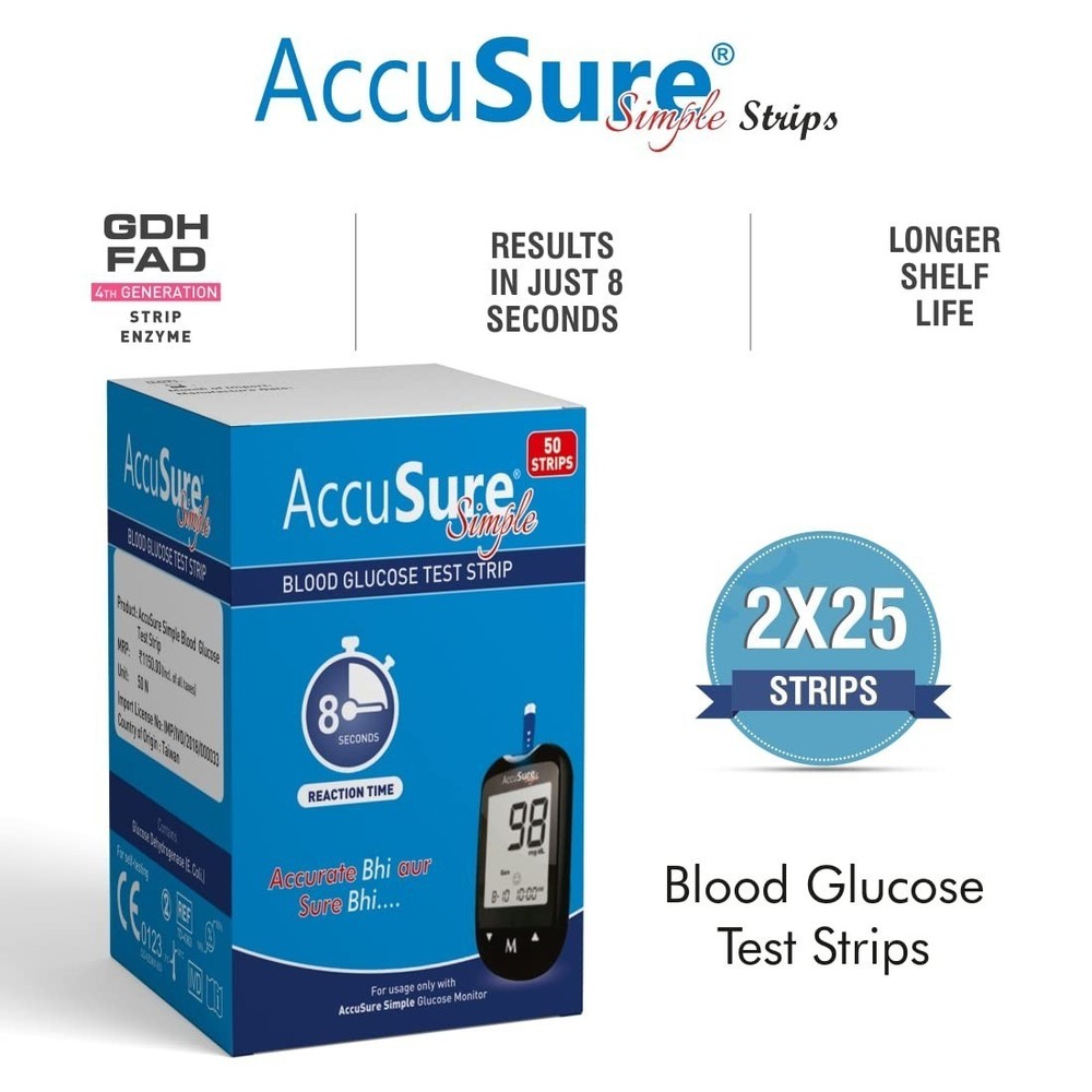 Blood Glucose Test 25 Strips For Glucometer Machine @VI