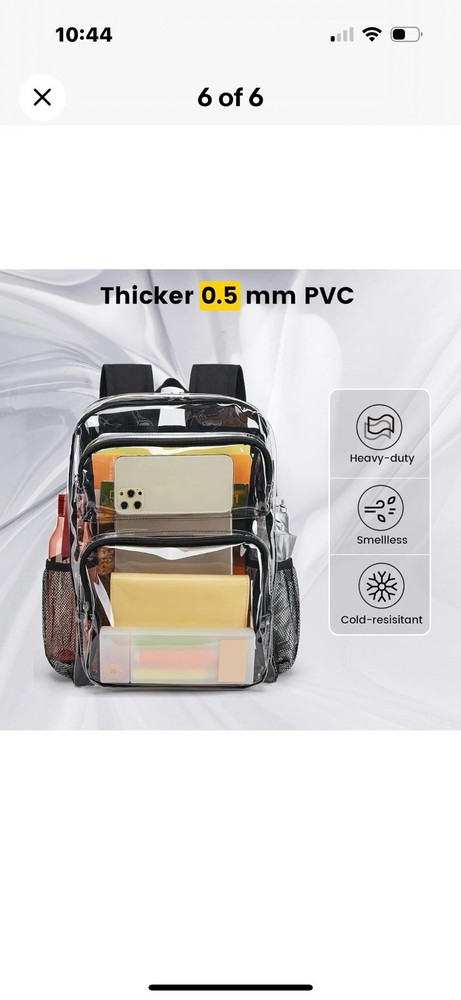 Vorspack Clear Backpack Heavy Duty - Large Bookbag Large, Black