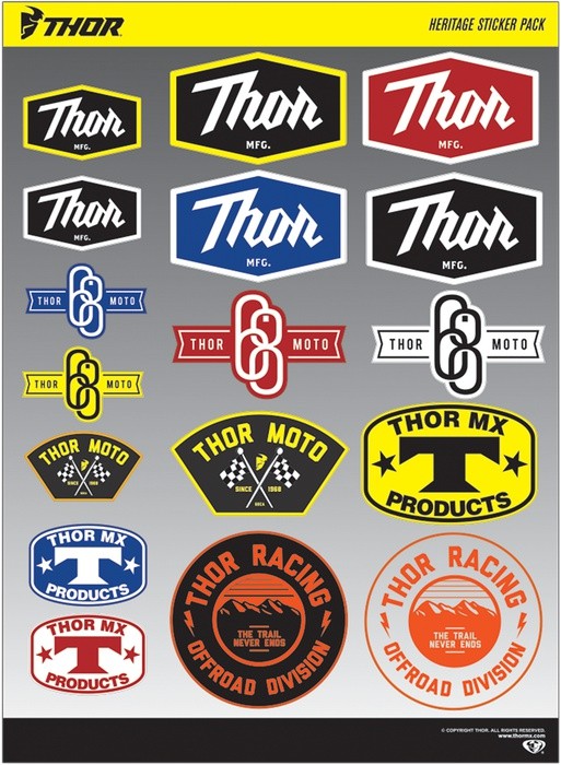 Thor Heritage Logo Decal Sheet Black/Red/Blue