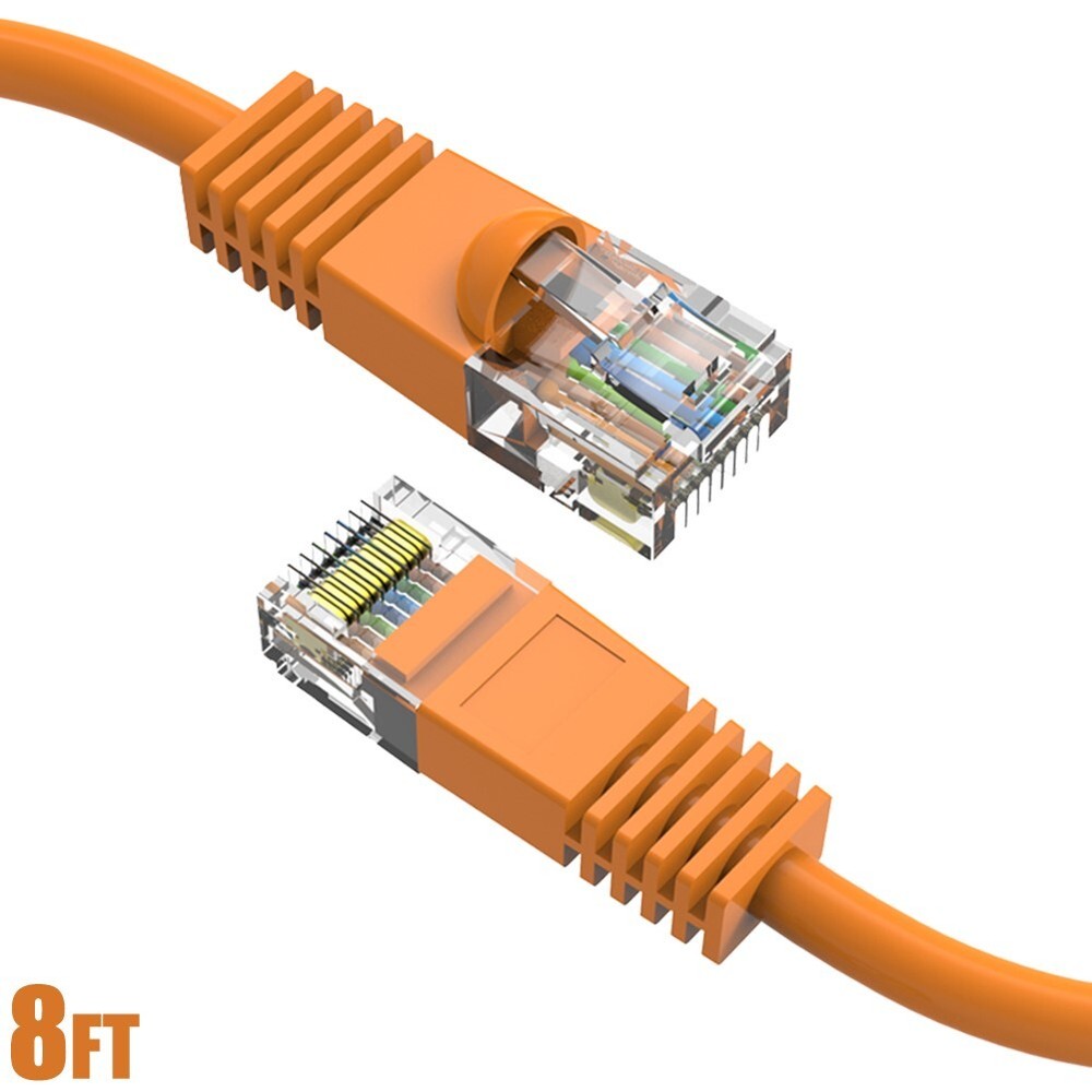 8Ft Cat5E RJ45 Network LAN Ethernet Modem UTP Snagless Patch Booted Cable Orange