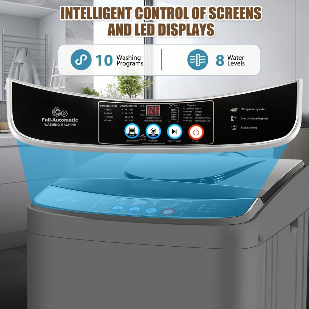 Washing Machine Compact Laundry Washer Energy Saving 15.6LB Top-Loading Washer