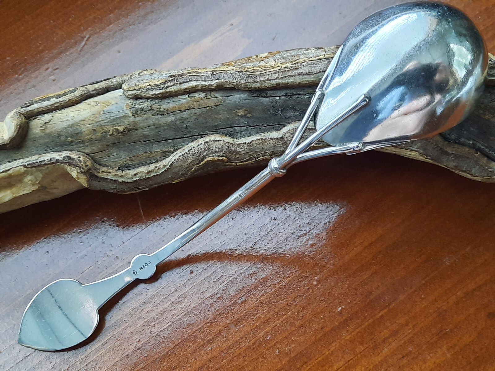 Coin Silver Knowles & Ladd Three Pronged Leaf & Berry Patrn Engraved Sauce Ladle