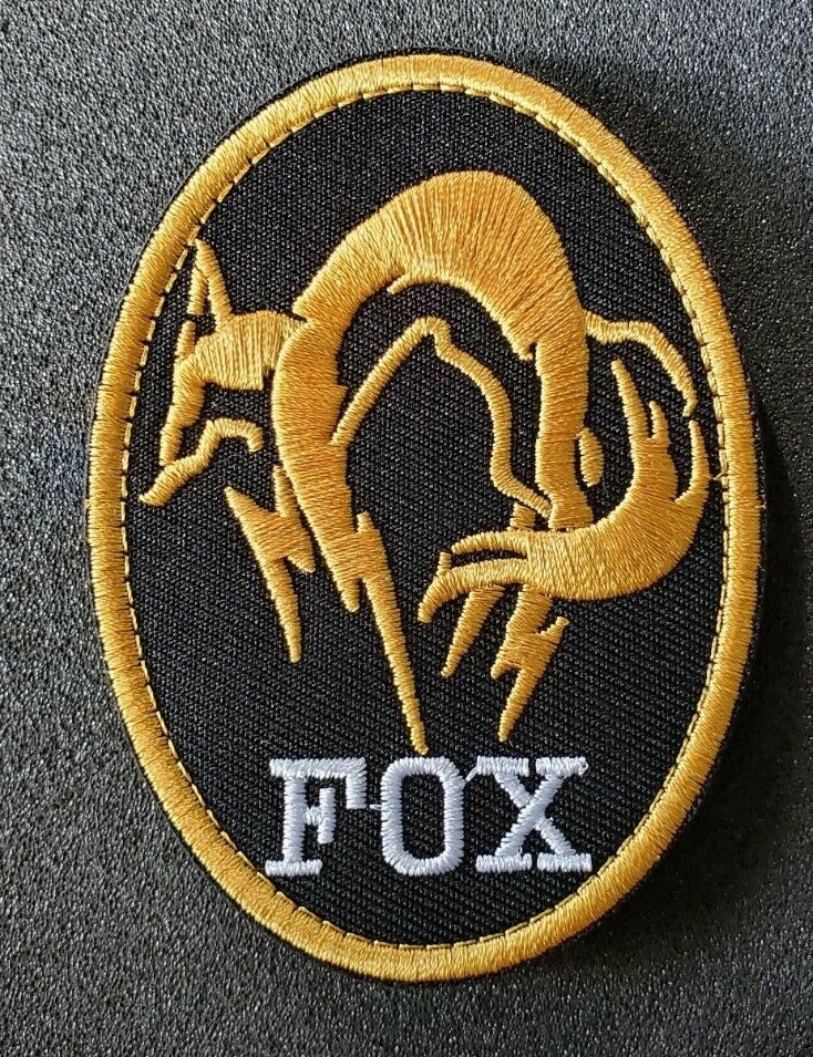 Metal Gear Fox Embroidered Orange patch w/ hook & loop