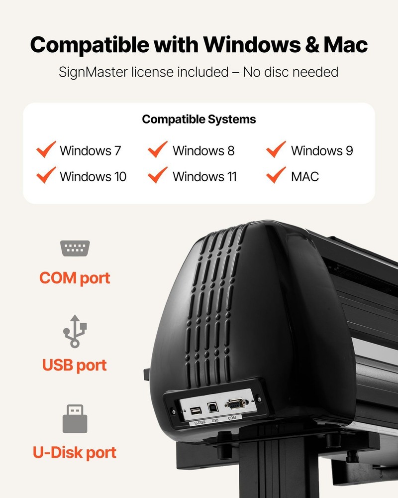 LED Display Vinyl Cutter 28in, Dual Blade, Adjustable Force, PC Compatible