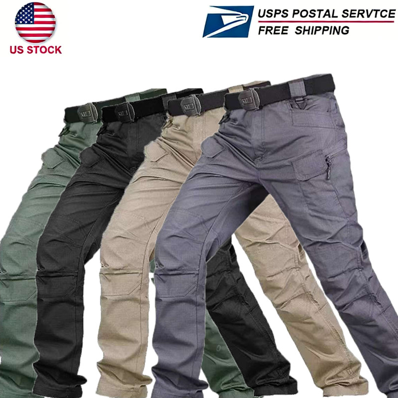 Mens Cargo Pants Tactical Waterproof Work Outdoor Hiking Combat Trousers USA