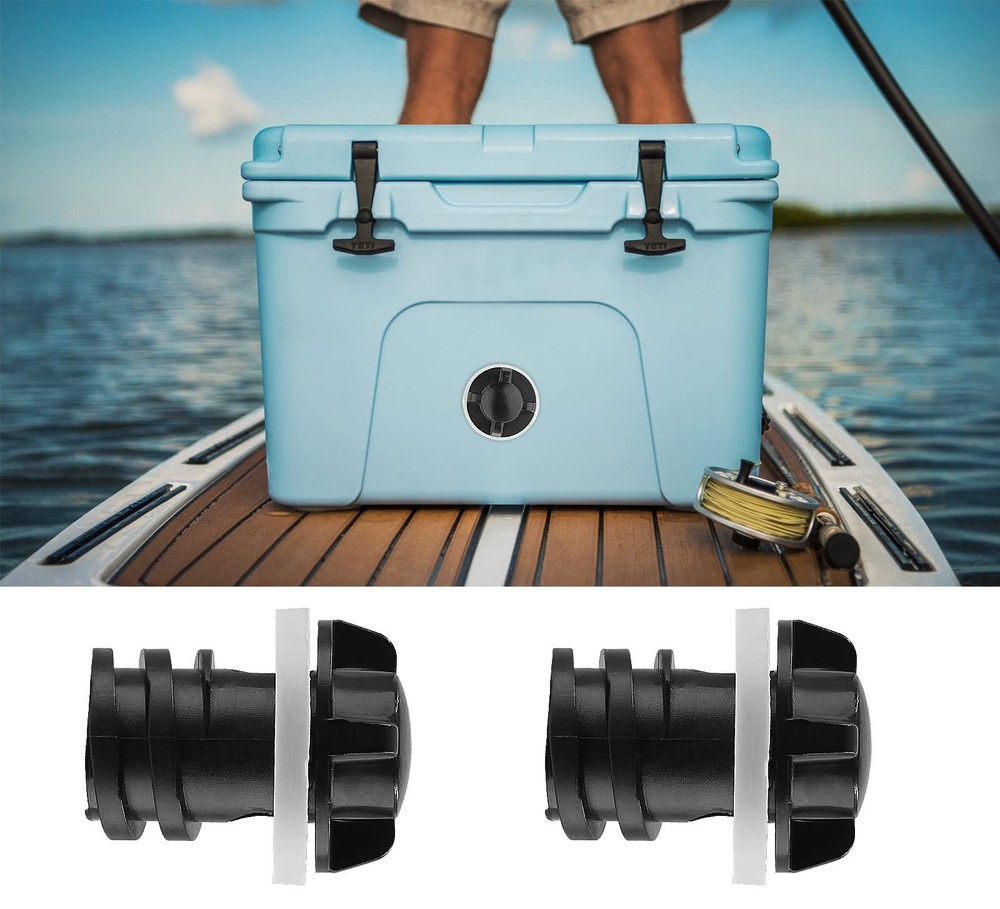 Rierdge 2 Pcs Lit Cooler Drain Plug Replacement, Leak-Proof Black