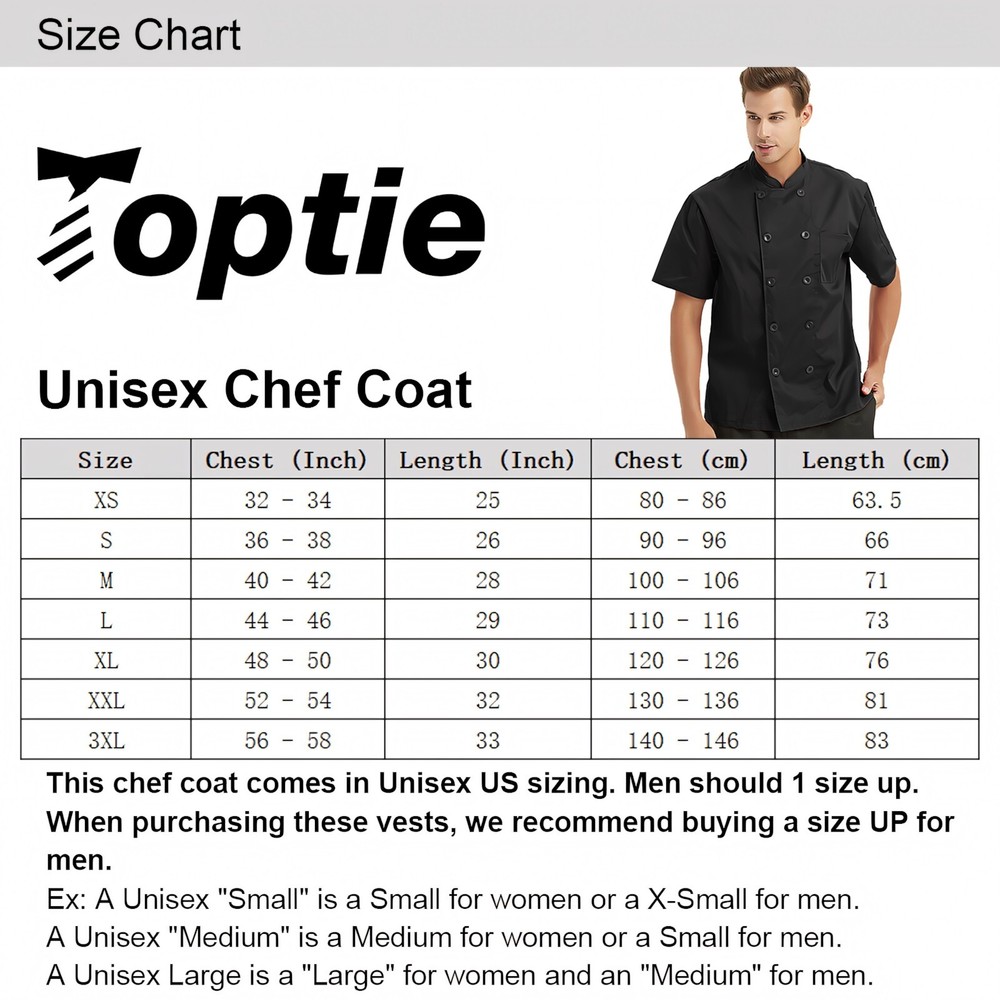 TOPTIE Unisex 10 Knot Button Chef Coat