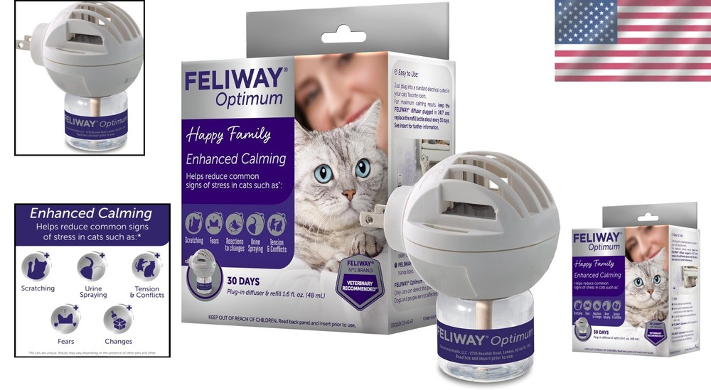 Effective Cat Calming Plug-In with 30-Day Relief - Unscented Pheromone Diffuser