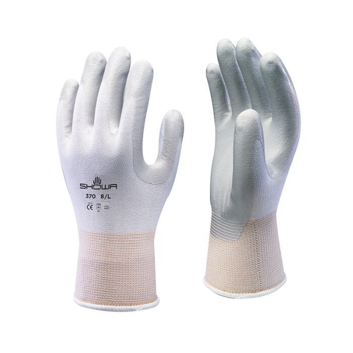 12 PAIR Showa Atlas 370W WHITE Nitrile Palm Coated GARDENING WORK GLOVES LARGE