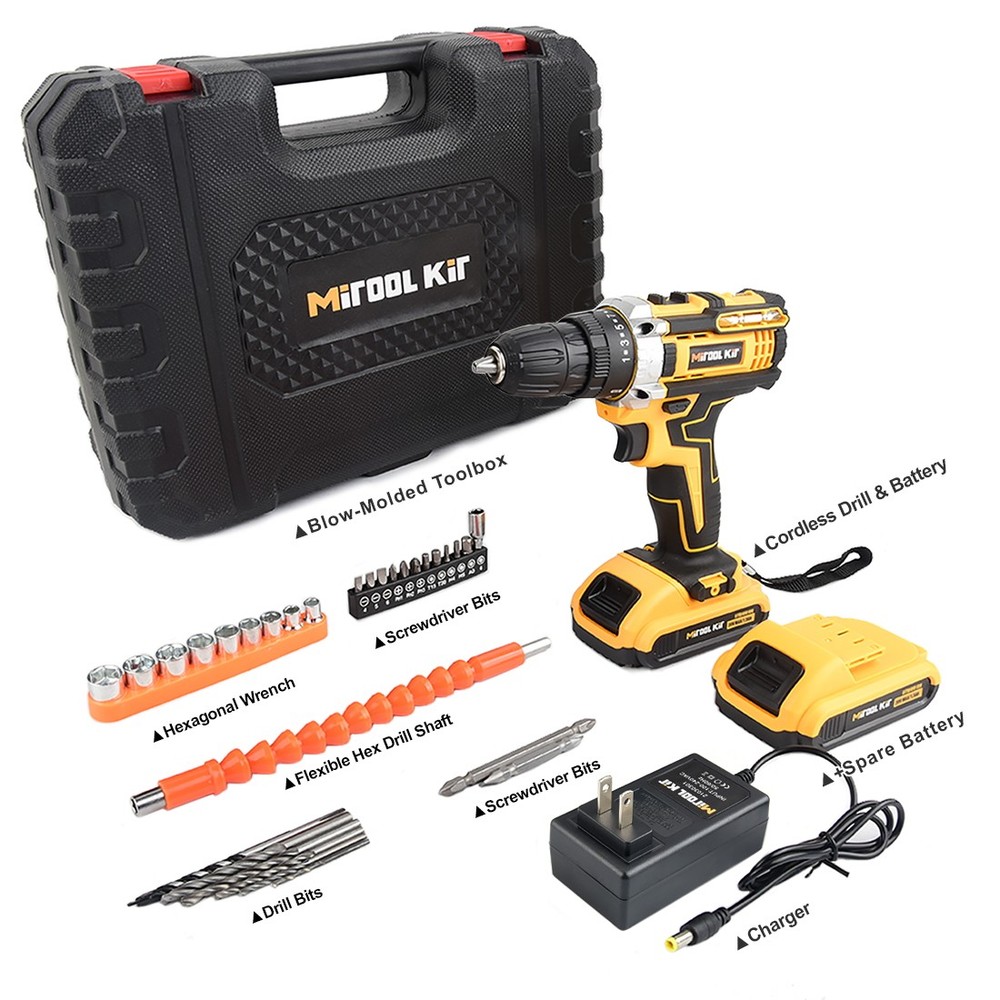 20V Electric Screwdriver Rechargeable Kit Cordless Drill Drill Driver Bits Set