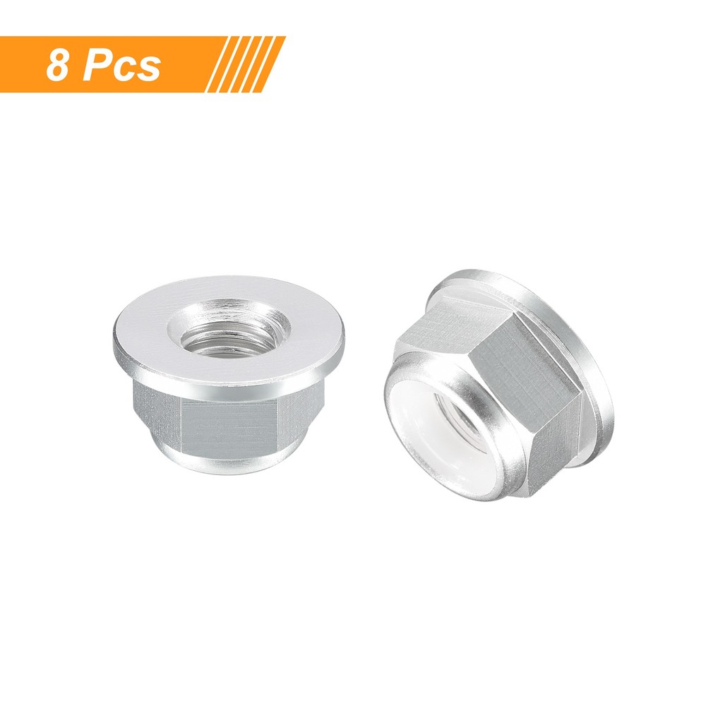 Nylon Insert Hex Lock Nuts, 8pcs - M5x0.8mm Self-Locking Nut(Silver)