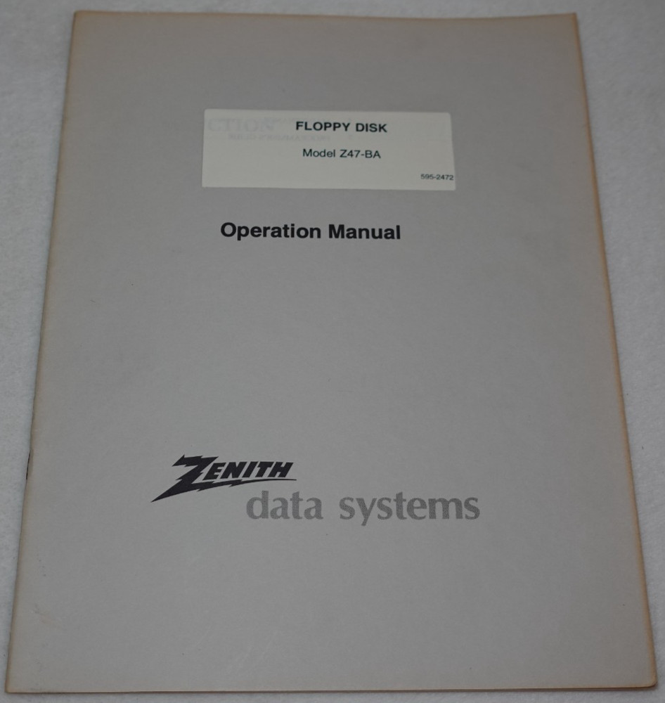Zenith Data Systems Floppy Disk Model Z47-BA 1980 Operation Manual