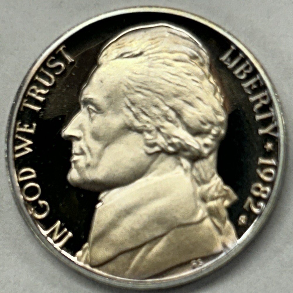1982 S Proof Jefferson Nickel - Five Cent Coin from Proof Set