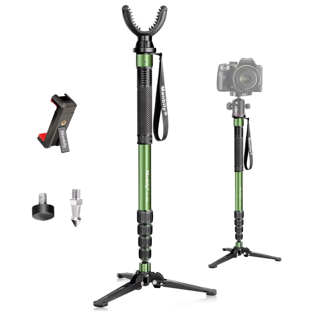 Manbily Shooting Stick Monopod with Tri-Stand Tripod Base, with Rotating Tripod