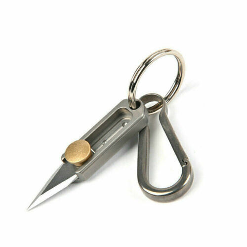 Titanium Alloy Brass Mini Knife Blade EDC TOOL Survival Escape Key Chain Pendant