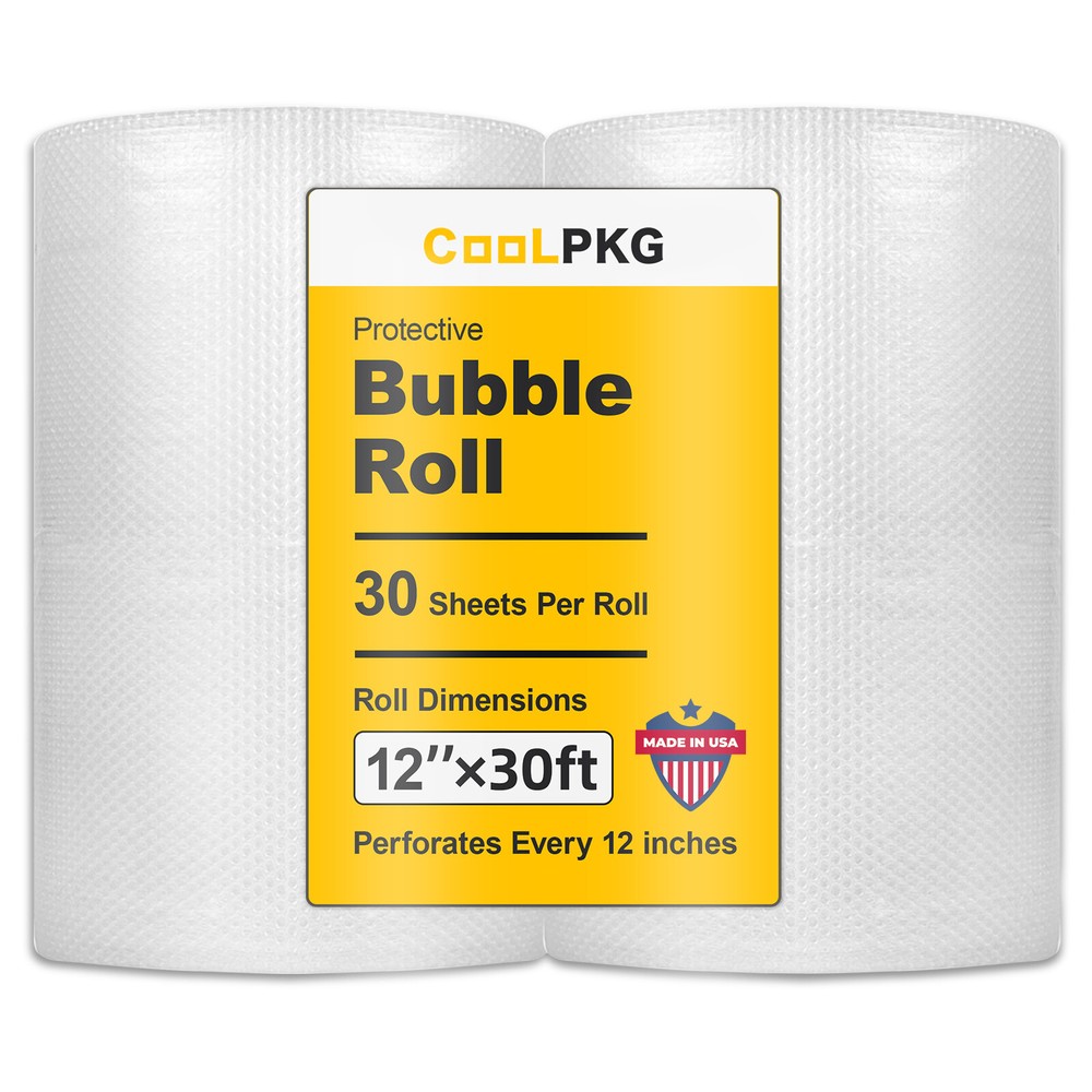3/16" Bubble Cushioning Roll Perforated Every 12" With Fragile Stickers