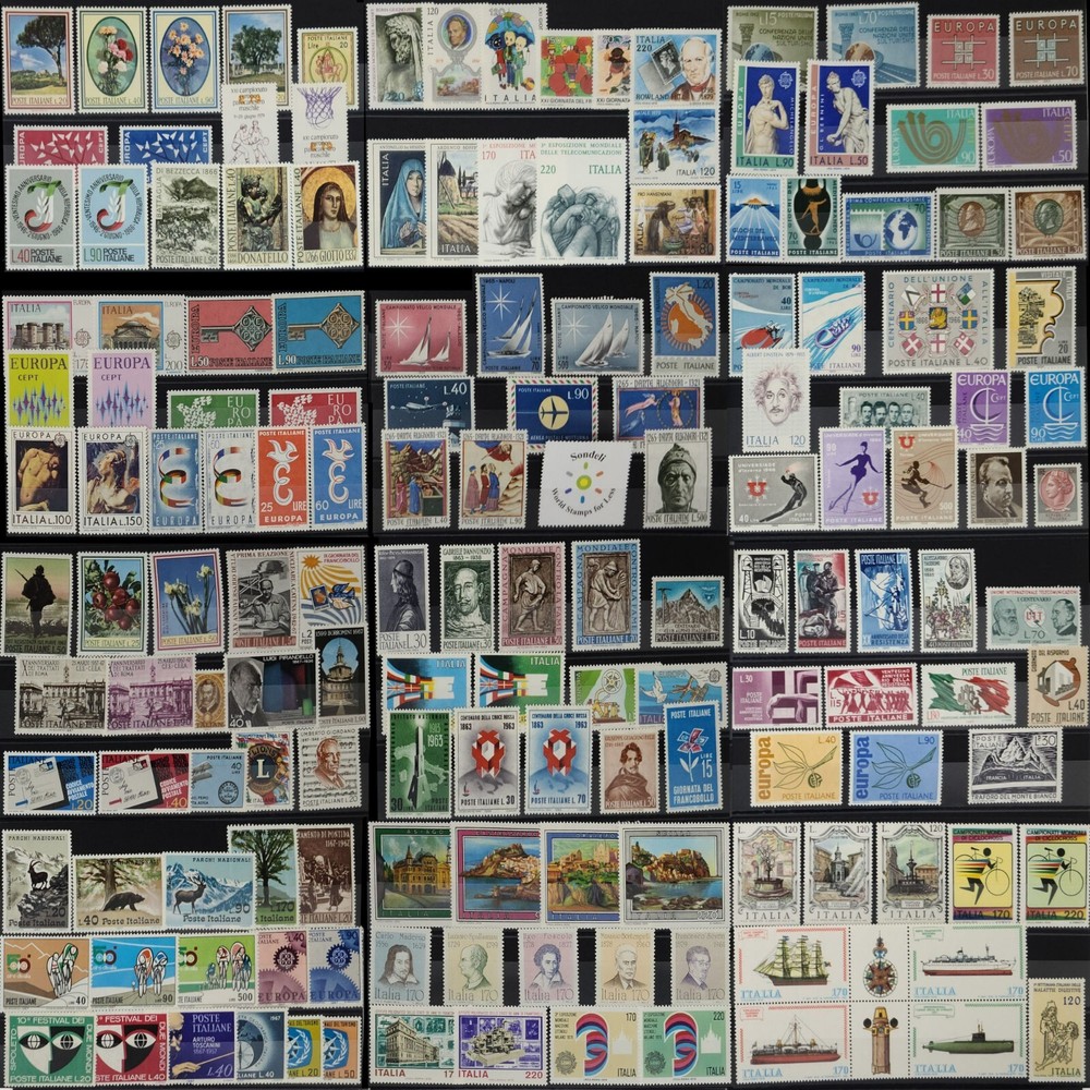 Stamp Collection Italy MNH - 150 Different Stamps in Full Sets and Singles