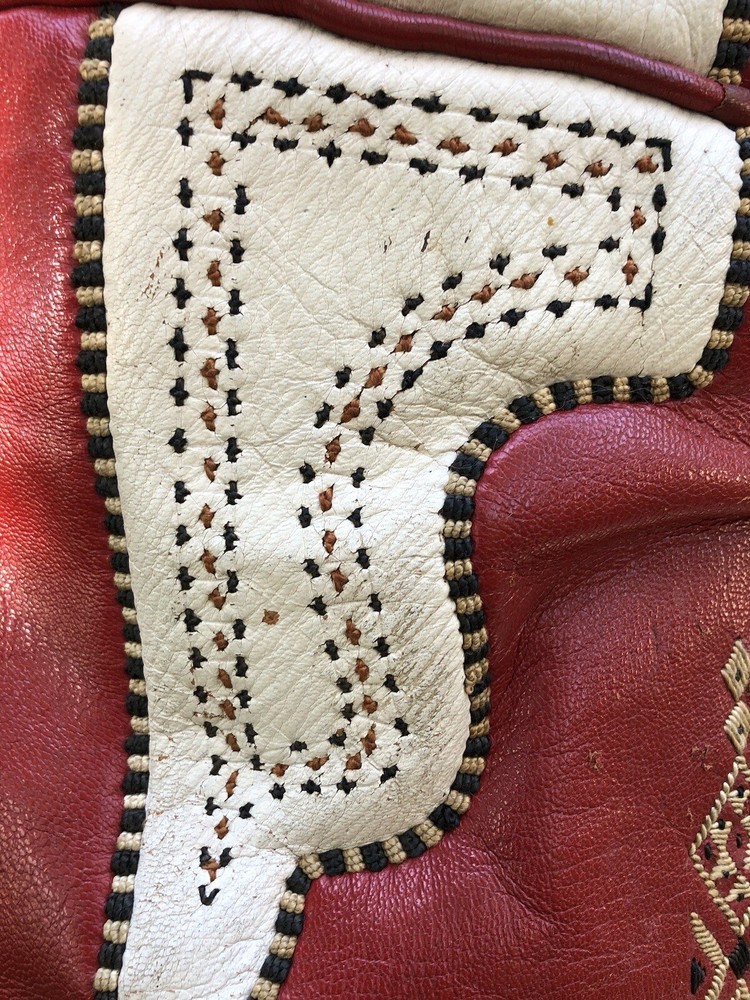 2 Antique Mid Eastern Leather Embroidery SADDLE Cushions