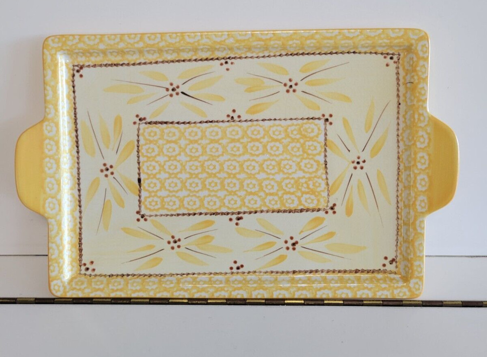 Temptations by Tara YELLOW Florals Rectangular Serving Platter 15.5 By 9.5 Inch