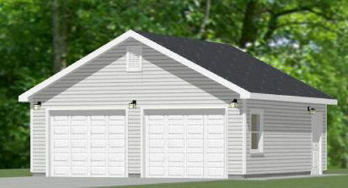 24x24 2-Car Garage -- 576 sqft -- 8ft Walls -- PDF Floor Plan -- Model 1A