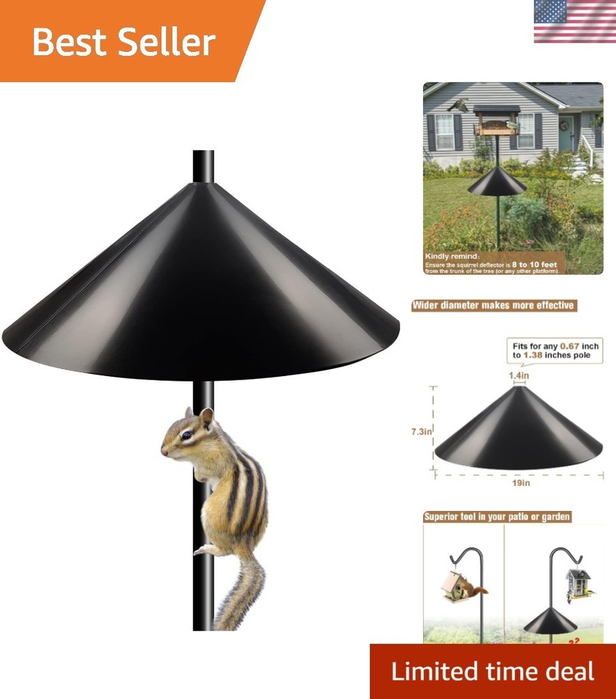 19" Black Squirrel Baffle for Bird Feeders - Durable & Weatherproof Protection