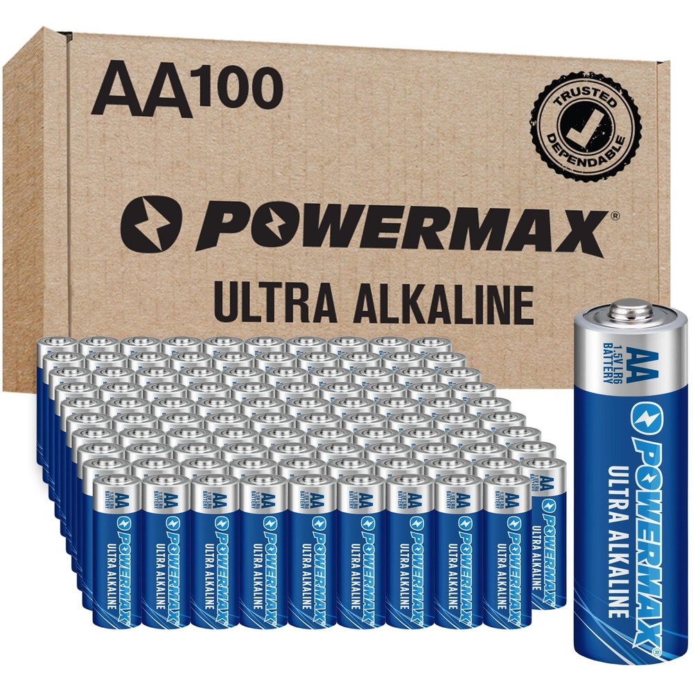 Powermax 100-Count Double AA Batteries, Ultra Long Lasting - 100 Count,