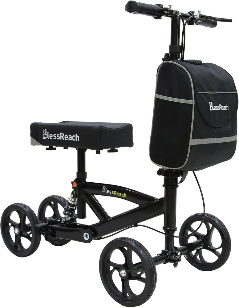 BlessReach All Terrain Foldable Knee Scooter Walker, Disc Brake Knee Walker
