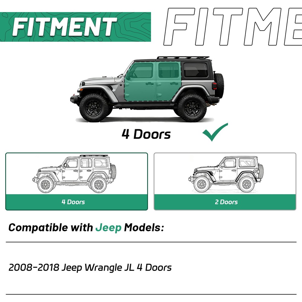 Running Boards For 2007-2016 2017 2018 Jeep Wrangler JK Drop Side Step Nerf Bars